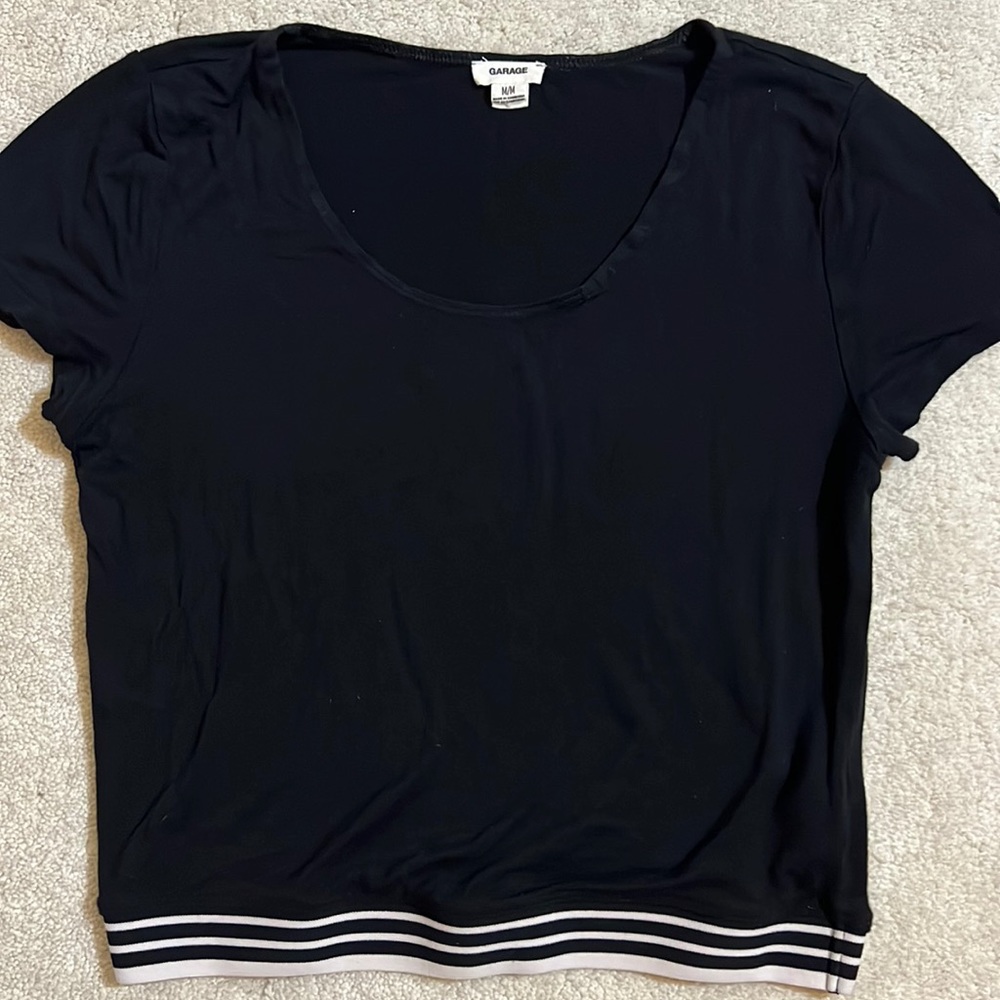 Garage Black Crop Top with Waistband